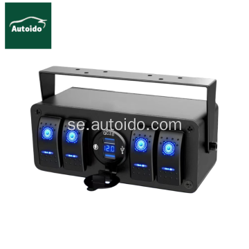 4 Gang Rocker Switch On-Off Aluminium Switch Panel